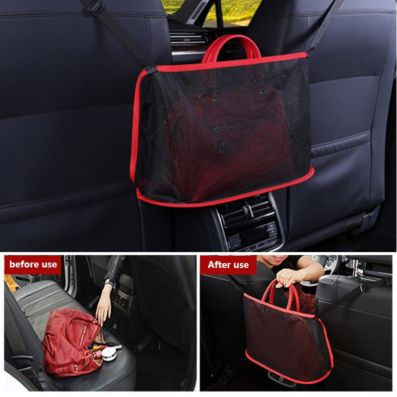 Car Net Pocket Handbag Holder Universal Multifunction Car Organizer Seat Gap Storage Mesh Pocket Interior Accessories - V.I.P Digital Presence