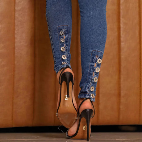 High waisted elastic jeans for women slim fit and hip lifting pants - V.I.P Digital Presence