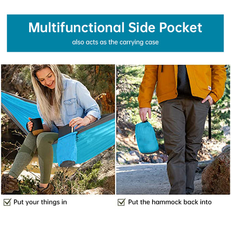 Light double nylon camping hammock with straps. Great for trips, beach, yard & garden. - V.I.P Digital Presence