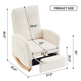 Accent Rocking  Chair with Footrest High Back Rubber Wood Rocking Legs Bedroom Living Space - V.I.P Digital Presence