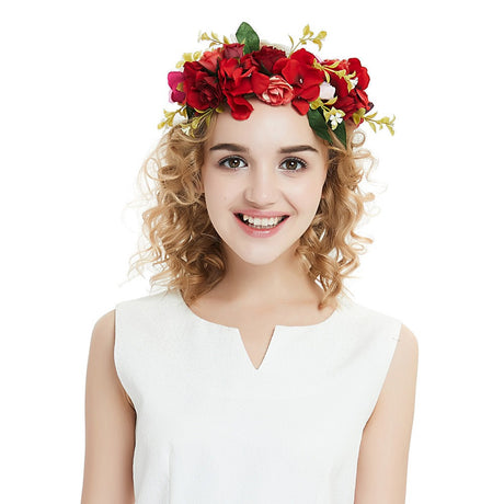 Big Red Rose Blossom Hair Band Bridal Flower Ring Hair Band - V.I.P Digital Presence