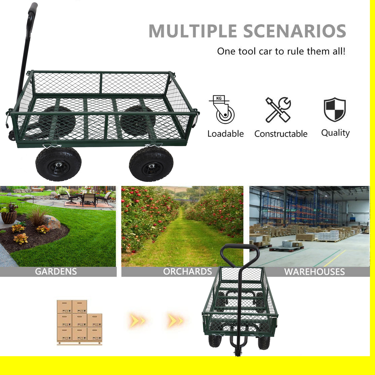 Wagon Cart Garden cart trucks make it easier to transport firewood (green) - V.I.P Digital Presence