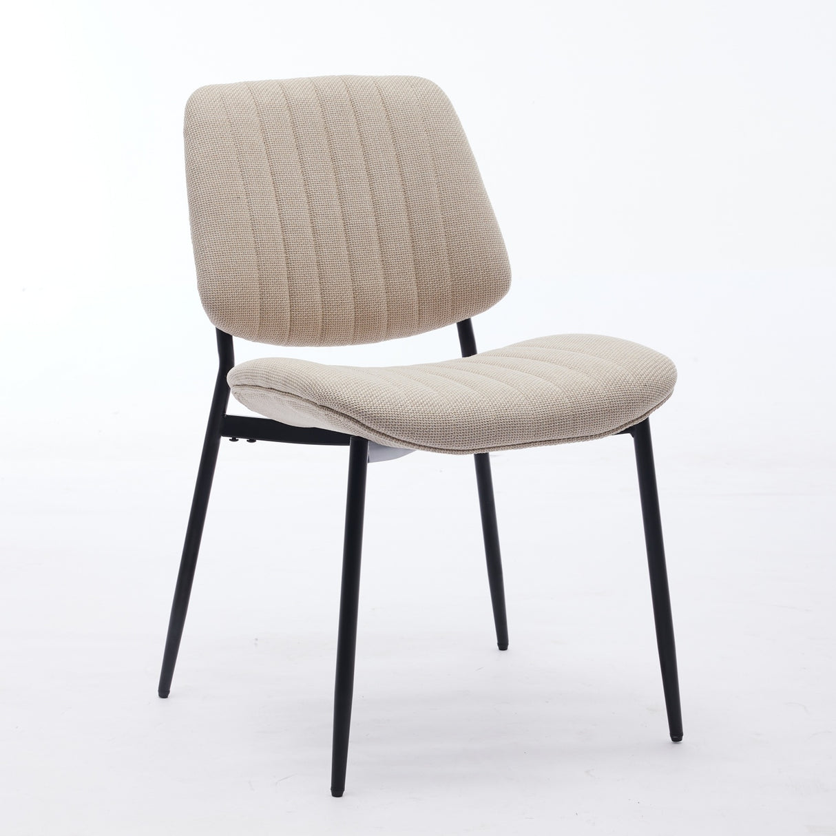2-piece retro linen chair set with curved wooden backrest, cushioned seat, adjustable metal legs, (Beige Linen) - V.I.P Digital Presence