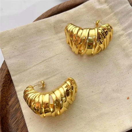 Retro Metal Stud Earrings Geometric Irregular for Women Brass Jewelry Light Luxury Europe And America - V.I.P Digital Presence