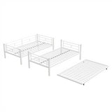 Heavy-duty Sturdy Meta Twin over Twin with Trundle Bunk Bed/l/ Noise Reduced/ Safety Guardrail/No Box Spring Needed,White - V.I.P Digital Presence