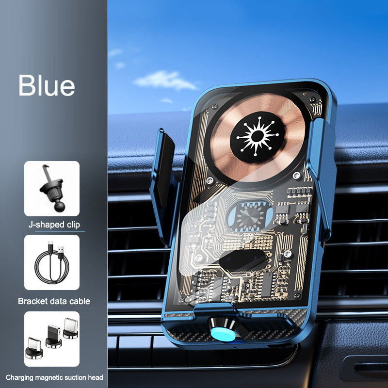 C11 car holder wireless phone charger infrared induction opening and closing navigation punk style transparent phone holder - V.I.P Digital Presence