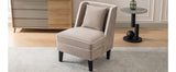 Velvet Upholstered Accent Chair with Cream Piping, Tan and Cream - V.I.P Digital Presence