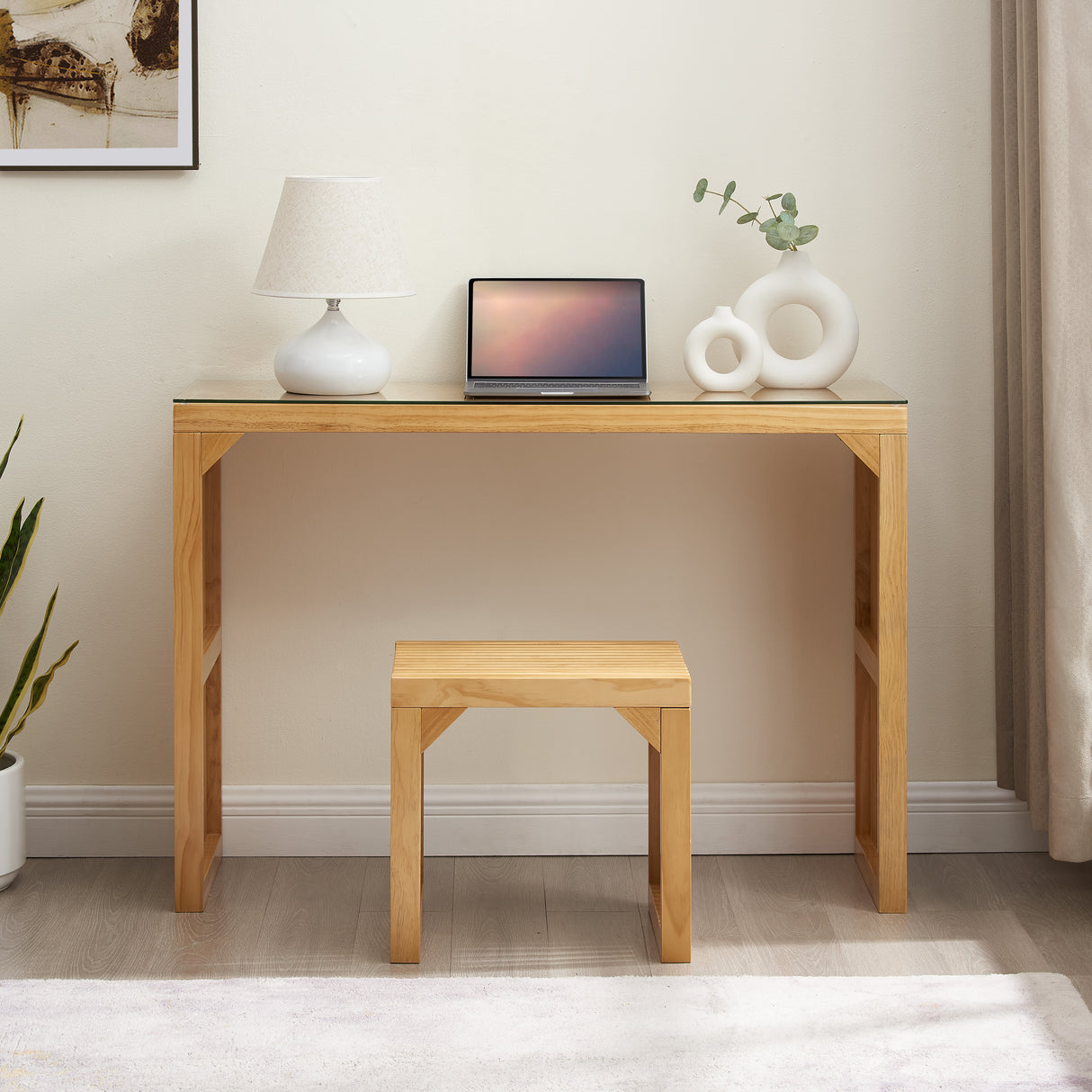 Pine Dining Bench and Table, Indoor Wood Bench for Entryway,Living Room,Kitchen and Bench Set (Nature, Bench & Table) Small - V.I.P Digital Presence