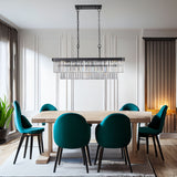 Chandeliers,Rectangular Crystal Chandelier Adjustable,E12 Modern Industrial Crystal Lights (Bulb Not Included) - V.I.P Digital Presence