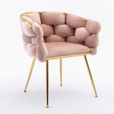 Luxury modern simple leisure velvet single sofa chair bedroom stool manicure table back chair pink set of 2 - V.I.P Digital Presence