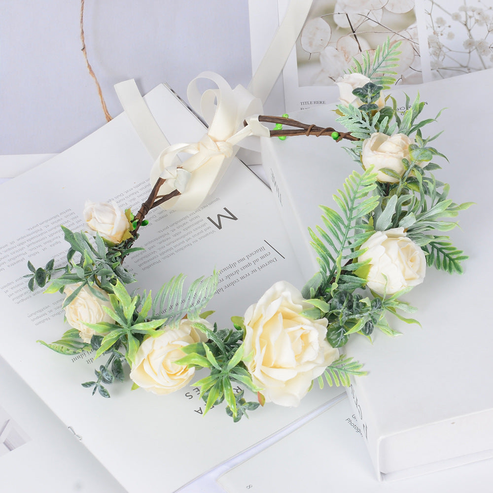 Vine wreath fake flower headdress Bohemian tourism vacation simulation flower crown - V.I.P Digital Presence