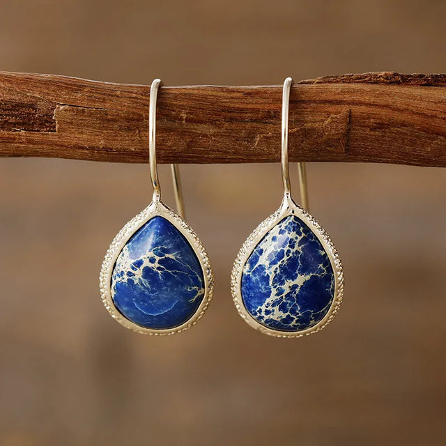 Copper Natural Stone Teardrop Shape Earrings - V.I.P Digital Presence