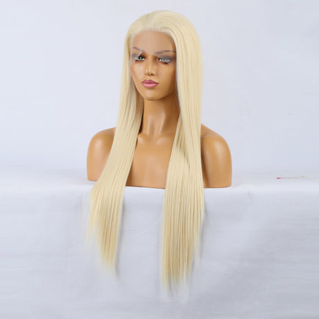 Natural Realistic Wig 613# Chemical Fiber Front Lace Long Straight Hair Matte High Temperature Silk Headgear - V.I.P Digital Presence