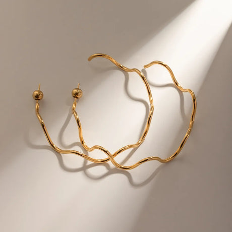 Stainless Steel Wave Shape C-Hoop Earrings - V.I.P Digital Presence
