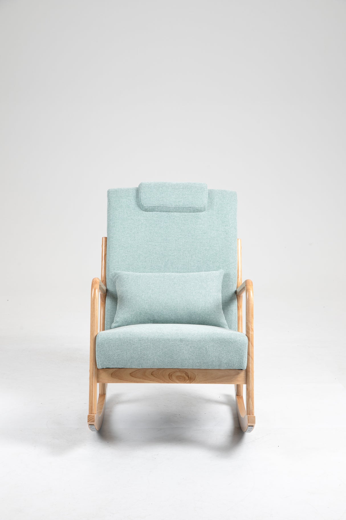 Rocking Chair Upholstered Fabric Rocking Armchair Indoor with High Backrest Glider Chairs and Lumbar Pillow for Living Room - V.I.P Digital Presence