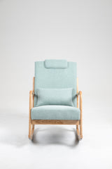 Rocking Chair Upholstered Fabric Rocking Armchair Indoor with High Backrest Glider Chairs and Lumbar Pillow for Living Room - V.I.P Digital Presence