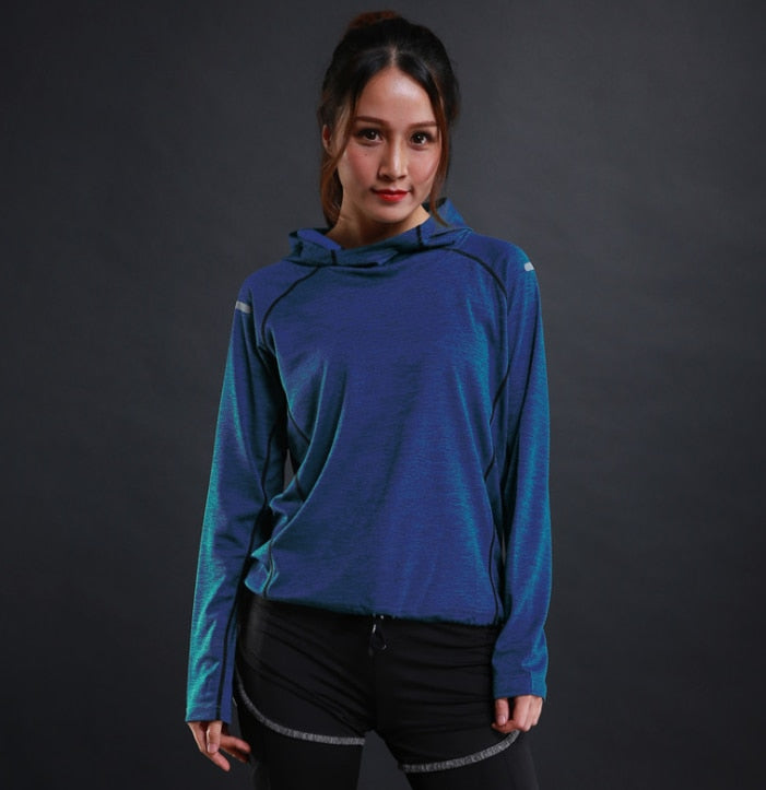 Autumn Thin Women Running T Shirts Gym Fitness Long Sleeves Sweatshirts Quick Dry Training Breathable Hood Sports Yoga Clothing - V.I.P Digital Presence