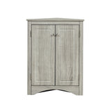 Oak Triangle Bathroom Storage Cabinet with Adjustable Shelves, Freestanding Floor Cabinet for Home Kitchen - V.I.P Digital Presence