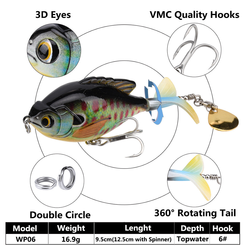 9.5cm/16.9g Propeller Rotary Tractor Bait Path Sub Bait Floating Water Rock Small Fat Water System Wave Climbing Fish bait - V.I.P Digital Presence
