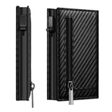 Men's Carbon Fiber Magnetic Card Clip PU Leather RFID Bank Card Bag Large Capacity Card Clip - V.I.P Digital Presence