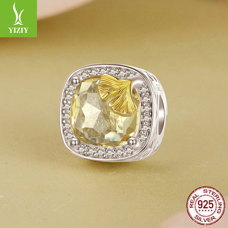 Silver Charm Original Autumn Golden Ginkgo Leaf DIY Bracelet Beads Luxurious Shining s925 Pure Silver Beads Loose Beads - V.I.P Digital Presence