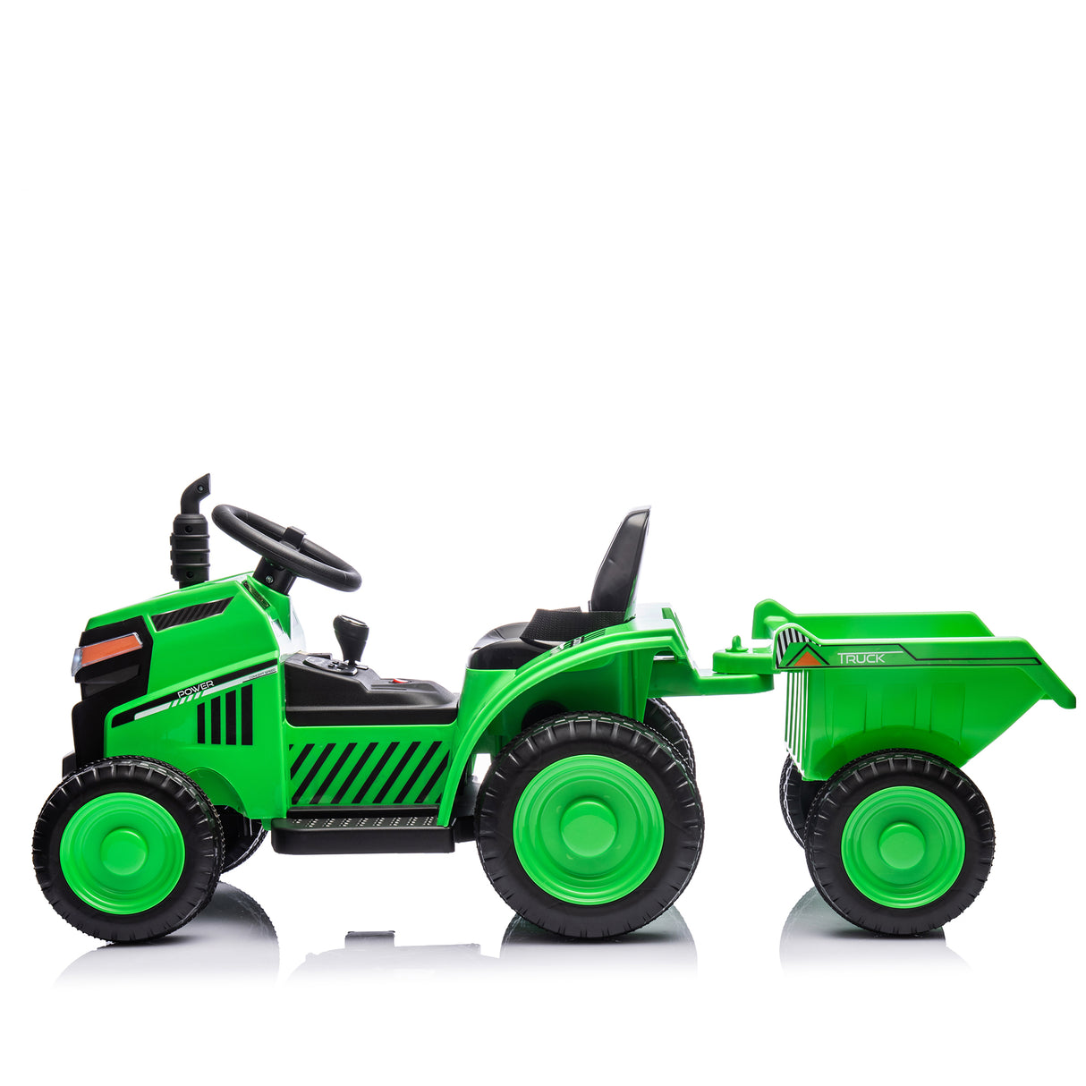 12V children ride the electric tractor "Black Knight" with a detachable storage tugboat and power display screen. - V.I.P Digital Presence