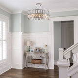 Modern crystal drum pendant light, 6-light pendant light, with silver metal frame (excluding light bulb) - V.I.P Digital Presence