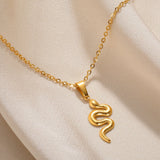 Spirit Snake Pendant Retro Style Personalized Necklace Women's Stainless Steel Gold Plated - V.I.P Digital Presence