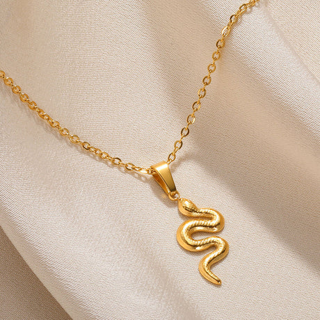 Spirit Snake Pendant Retro Style Personalized Necklace Women's Stainless Steel Gold Plated - V.I.P Digital Presence