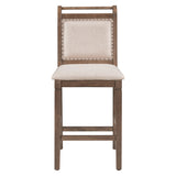 TOPMAX 3-Piece Wood Counter Height Drop Leaf Dining Table Set with 2 Upholstered Dining Chairs for Small Place, Brown