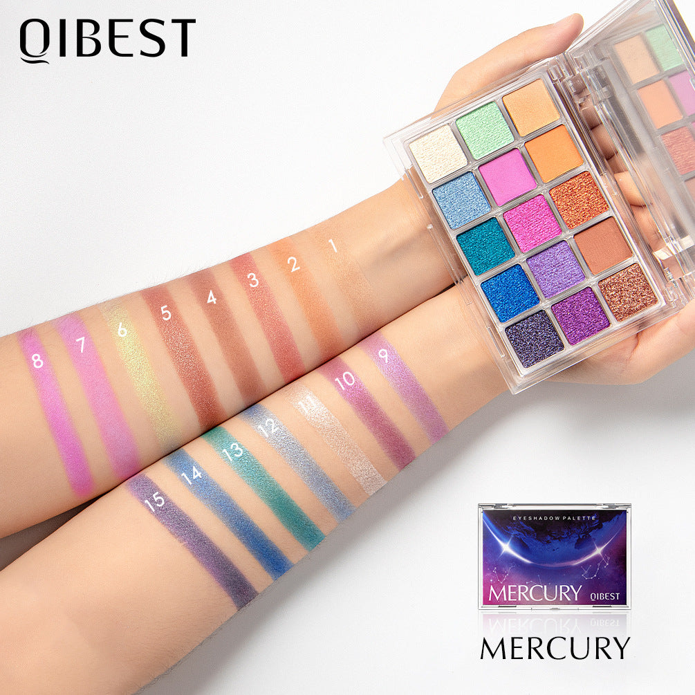 QIBEST Starry Eye Shadow Earth Color Mashed Potato Pearlescent Matte Glitter Eyeshadow Powder 15 Color Eyeshadow - V.I.P Digital Presence