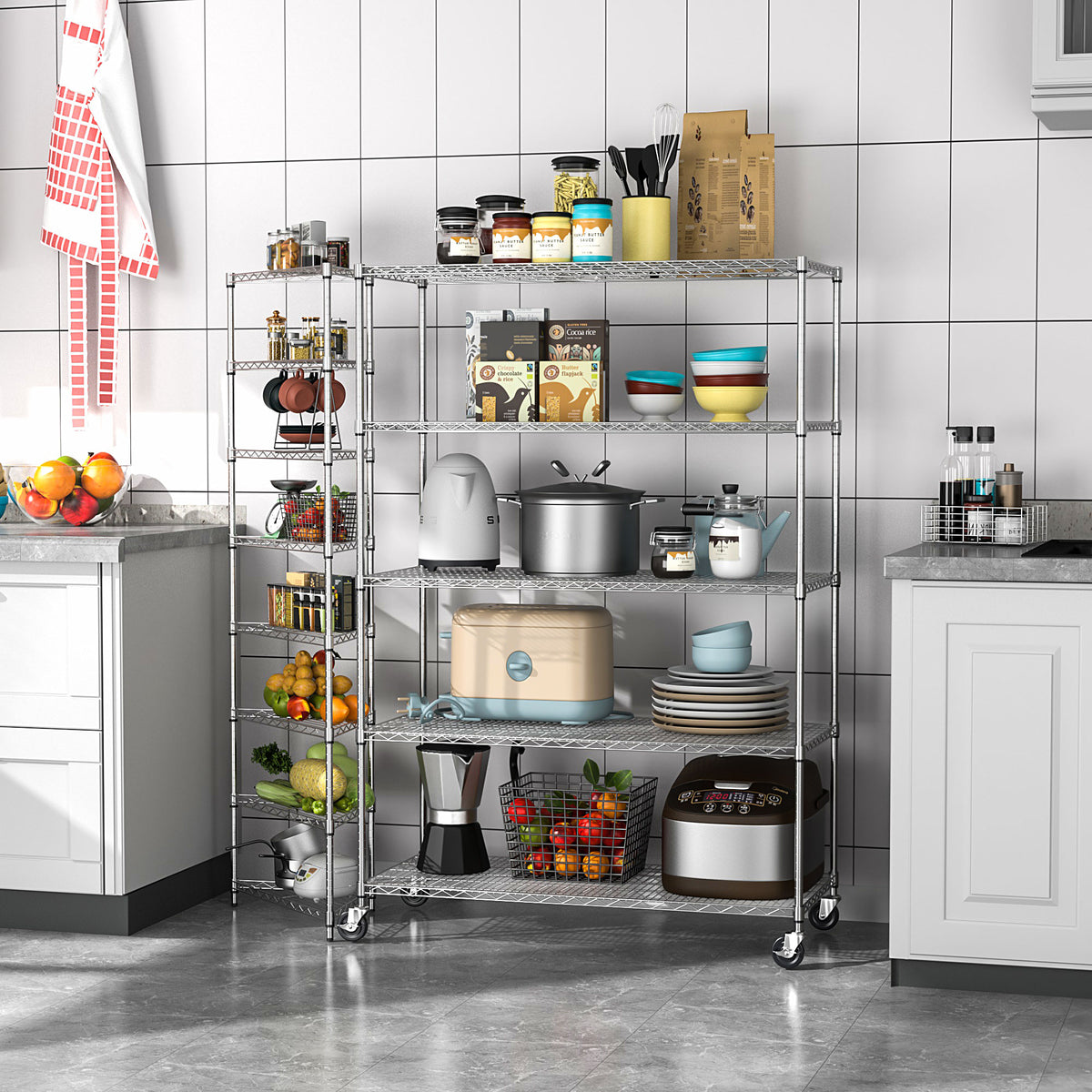 5 Tier 6000lbs Heavy Duty Adjustable Storage Rack Metal Shelf Wire Shelving Unit Chrome - V.I.P Digital Presence