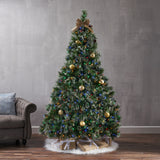 7' Cashmere and Snow Bristle Mixed Tree with 75Pine Cones and 900 LED Lights-UL,1233tips,Dia.:59 - V.I.P Digital Presence