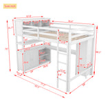 Wood Loft Bed with Cabinet and Bookshelf, Full Size Loft with Wardrobe and Desk for Kids,White - V.I.P Digital Presence