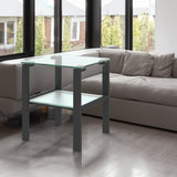 Glass two layer tea table, small round table, bedroom corner table, living room black side table - V.I.P Digital Presence