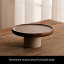 Acacia wood cake tray living room household Dim sum tray clay high fruit tray - V.I.P Digital Presence