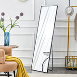 Aluminum alloy metal frame wall mounted full-length mirror black 65 * 23“ - V.I.P Digital Presence