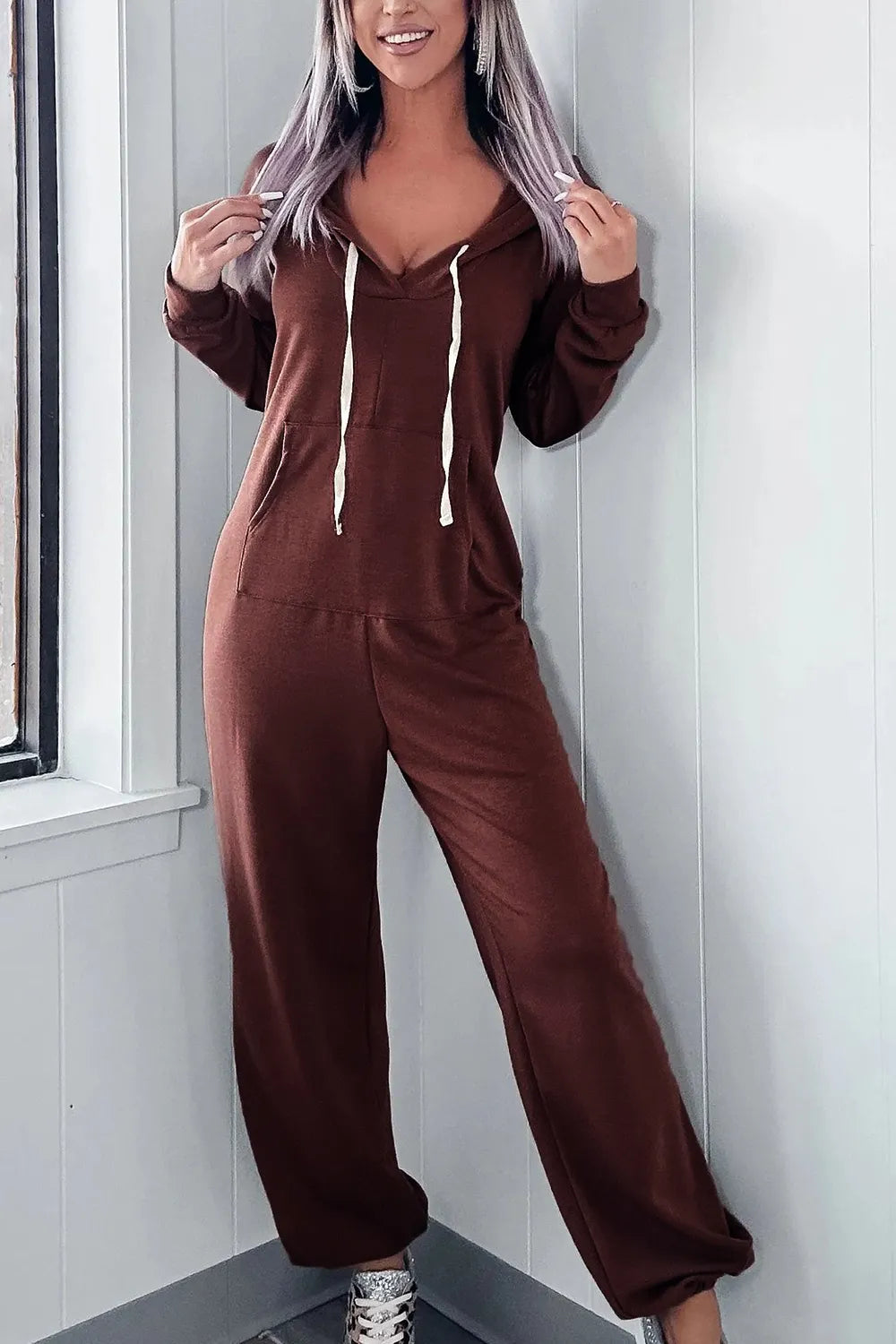 Full Size Drawstring Long Sleeve Jumpsuit - V.I.P Digital Presence