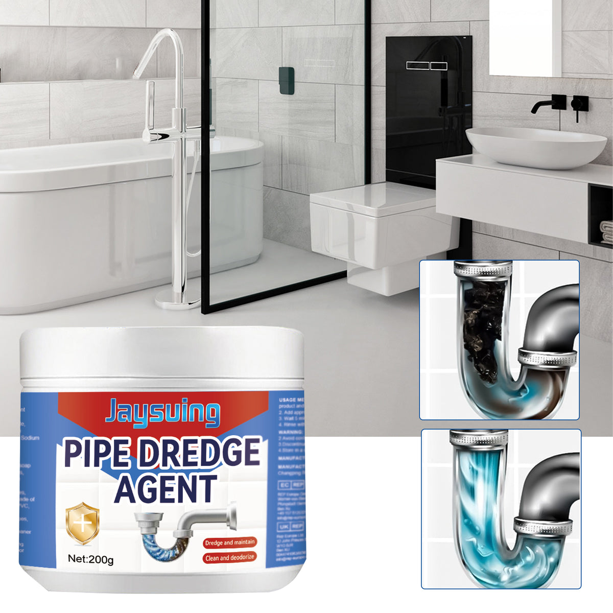 Pipe Remover, Kitchen Bathroom Drain Block Cleaning Stain Deodorant Remover - V.I.P Digital Presence