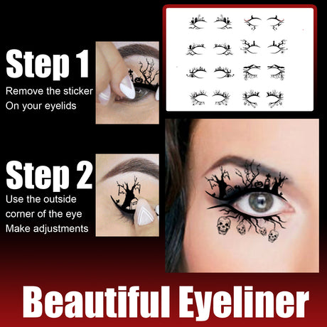 Halloween Eyeliner Patch, Scary Fashion Party Makeup Kit Bat Spider Decorative Eyeliner Eyeshadow Patch - V.I.P Digital Presence