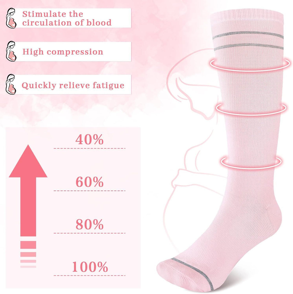 Pregnant women's elastic compression socks mid length calf socks pressure socks women's jump rope elastic cycling socks - V.I.P Digital Presence