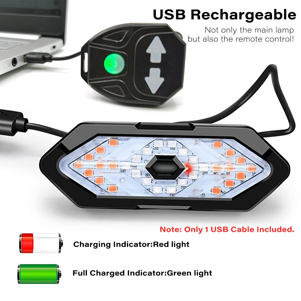 Bike Turn Signal Light Remote Control Bicycle Direction Indicator MTB LED Rear Rechargeable Steering Taillight with Horn - V.I.P Digital Presence