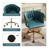 Accent Chair Makeup Chair with Hand Woven Backrest, Modern 360° Swivel Home Office Desk Chair for Study (GREEN) - V.I.P Digital Presence