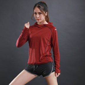 Autumn Thin Women Running T Shirts Gym Fitness Long Sleeves Sweatshirts Quick Dry Training Breathable Hood Sports Yoga Clothing - V.I.P Digital Presence