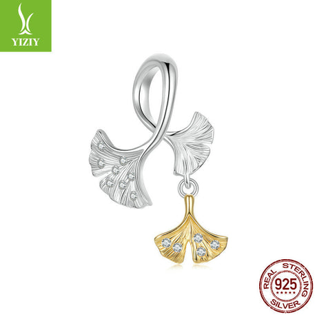 Silver Charm Original Autumn Forest Ginkgo Leaf DIY Pendant Accessories Color coded Electroplated Leaves s925 Pure Silver Beads - V.I.P Digital Presence