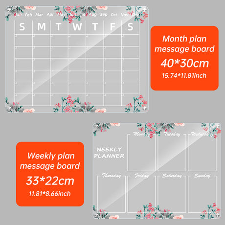 Acrylic message board magnetic refrigerator sticker household erasable calendar transparent note display board - V.I.P Digital Presence