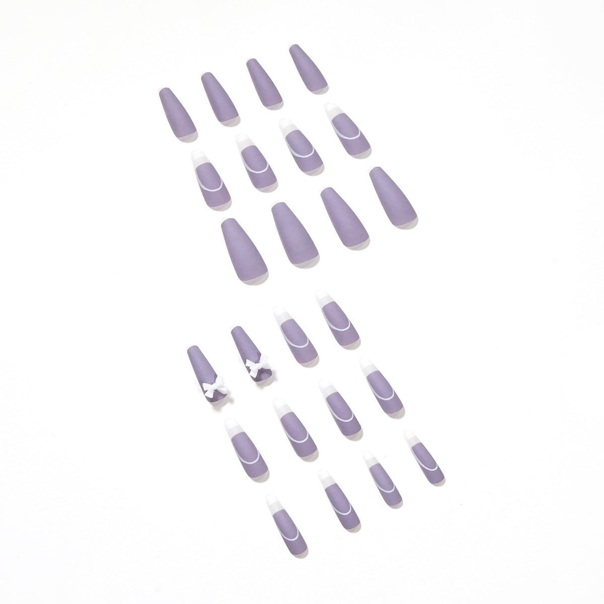 Rattan Purple French Bow Wear Manicure Finished Fake Nail Manicure Patch Nail Patch Removable Nail - V.I.P Digital Presence