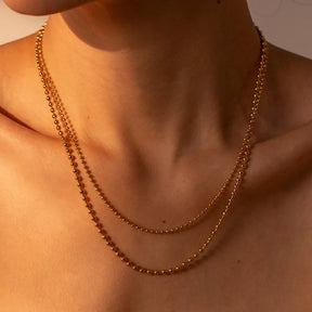 18K Gold-Plated Lobster Closure Bead Necklace - V.I.P Digital Presence