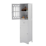 Tall Bathroom Cabinet, Freestanding Storage Cabinet with Drawer and Doors, MDF Board, Acrylic Door, Adjustable Shelf, White - V.I.P Digital Presence