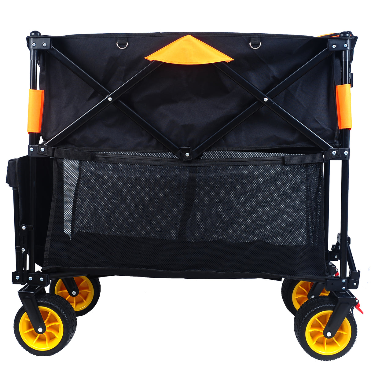 Big large capacity Folding cart Extra Long Extender Wagon Cart Folding Wagon Garden Shopping Beach Cart (black +orange) - V.I.P Digital Presence